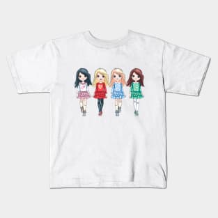 Cute baby girls in colorful dresses Kids T-Shirt